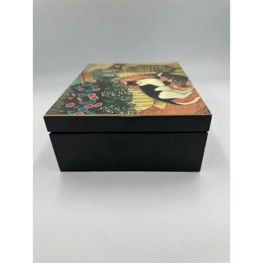 Signed Vintage 1980 K Michiko Musical Jewelry Box Cats Memory Song‎ Japan B352/A